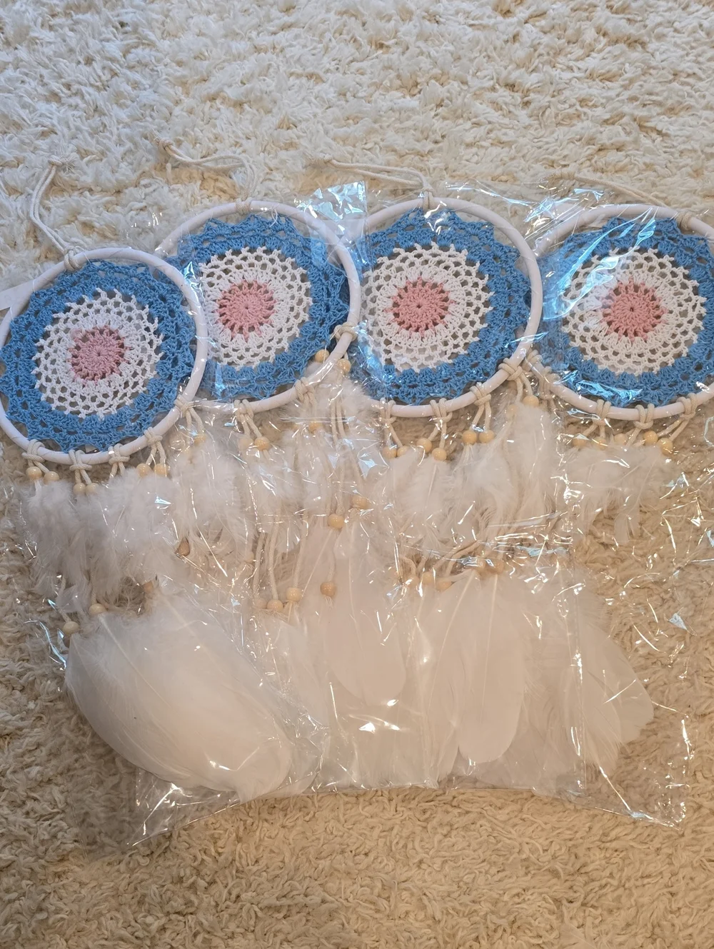 Boho Blue & Cream Dreamcatcher Wall Hanging YOU GET 4!!!